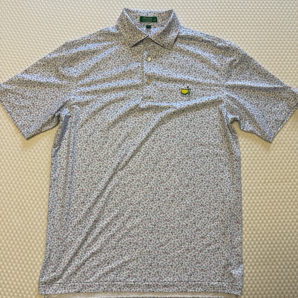 Masters Peter Millar Tech Drinks and Flower Pattern Performance Golf Shirt Polo